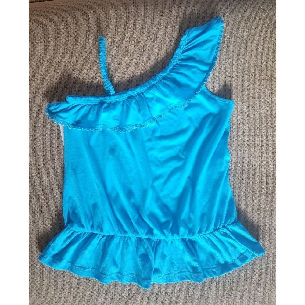 Girls One Shoulder Ruffle Tank Size 14 - Picture 2 of 3